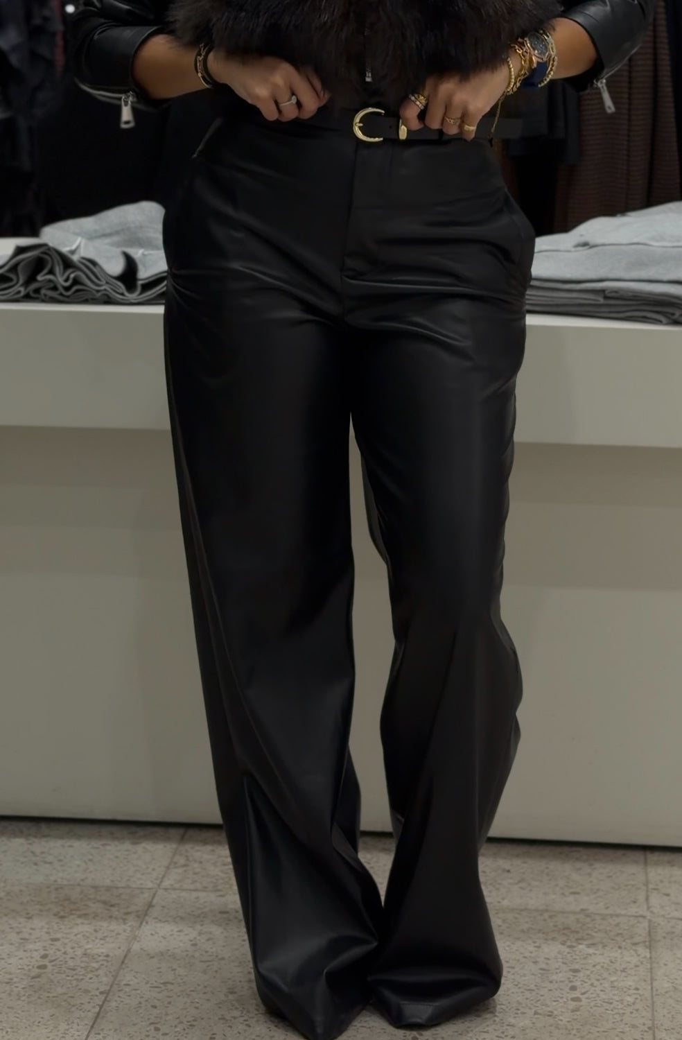 High-Waist Faux Leather Pants