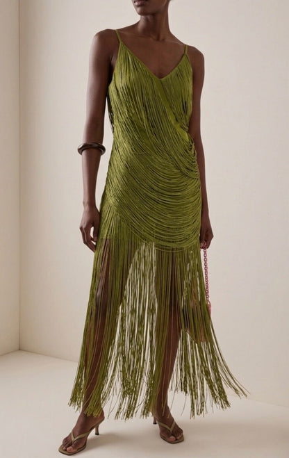 Fringes Asymmetrical Maxi Dress