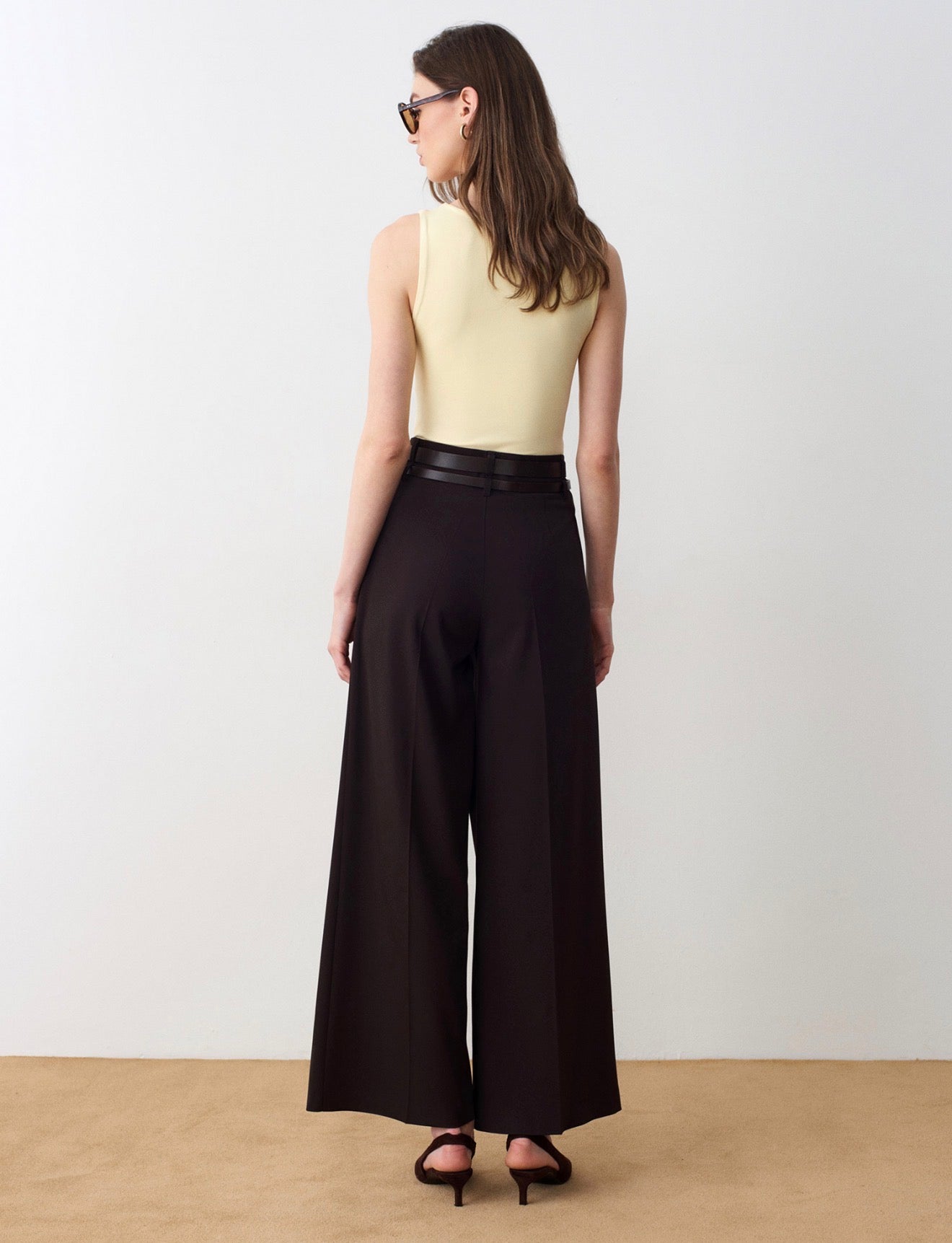 Double Belt Wide-Leg Pants