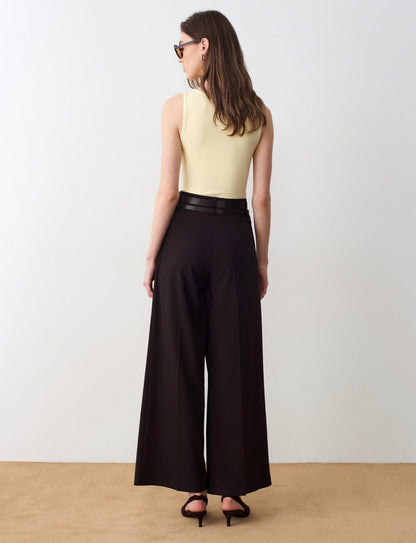 Double Belt Wide-Leg Pants
