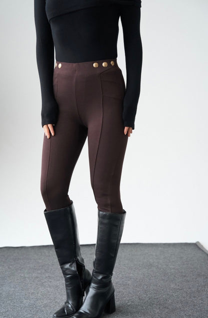 Button-Detail Tights