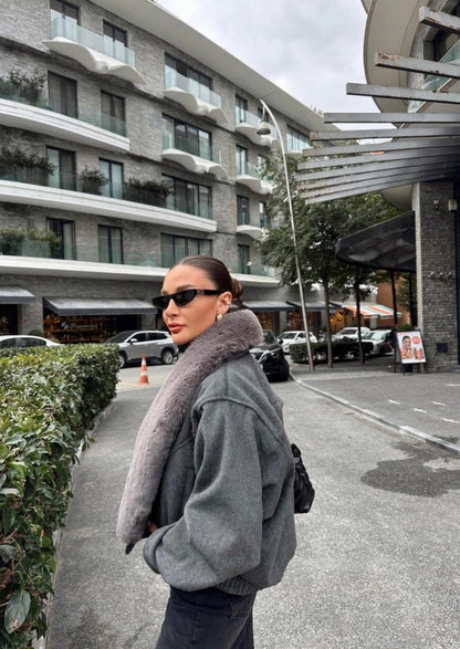 Plush Fur Collar Jacket