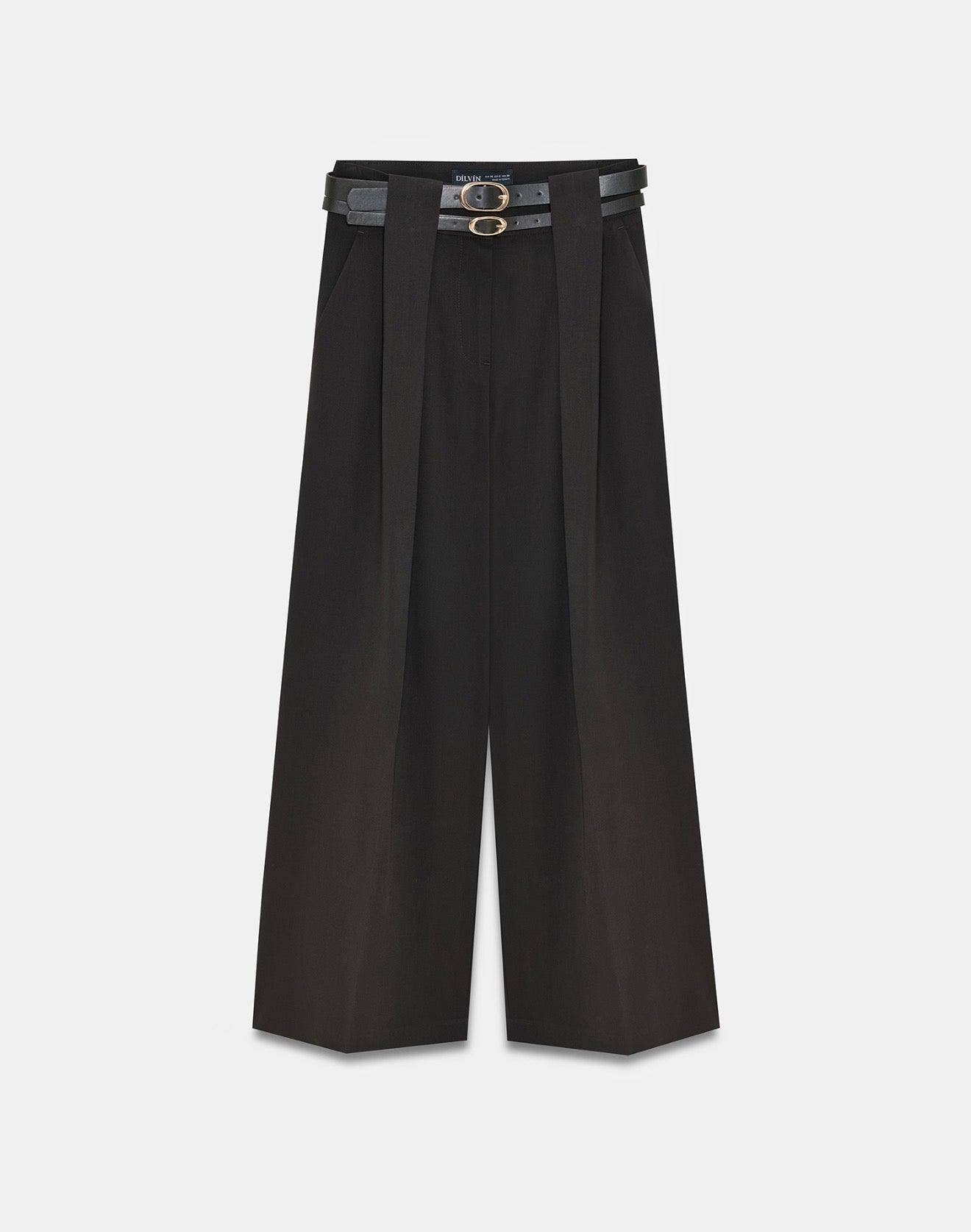 Double Belt Wide-Leg Pants