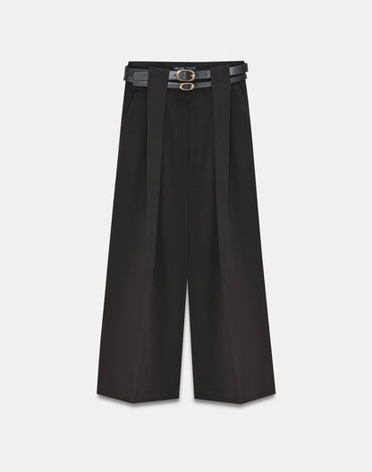Double Belt Wide-Leg Pants