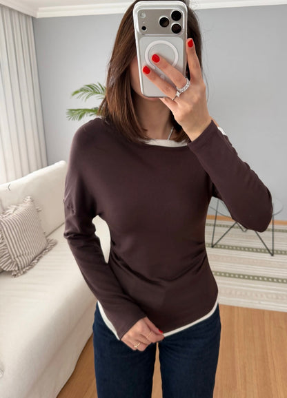 Layered Crewneck Long Sleeve Top