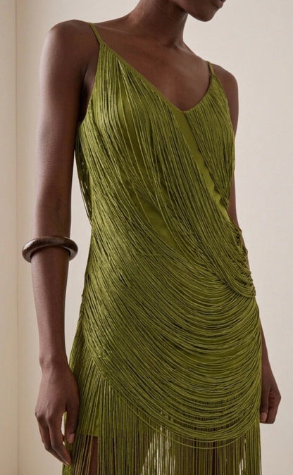 Fringes Asymmetrical Maxi Dress