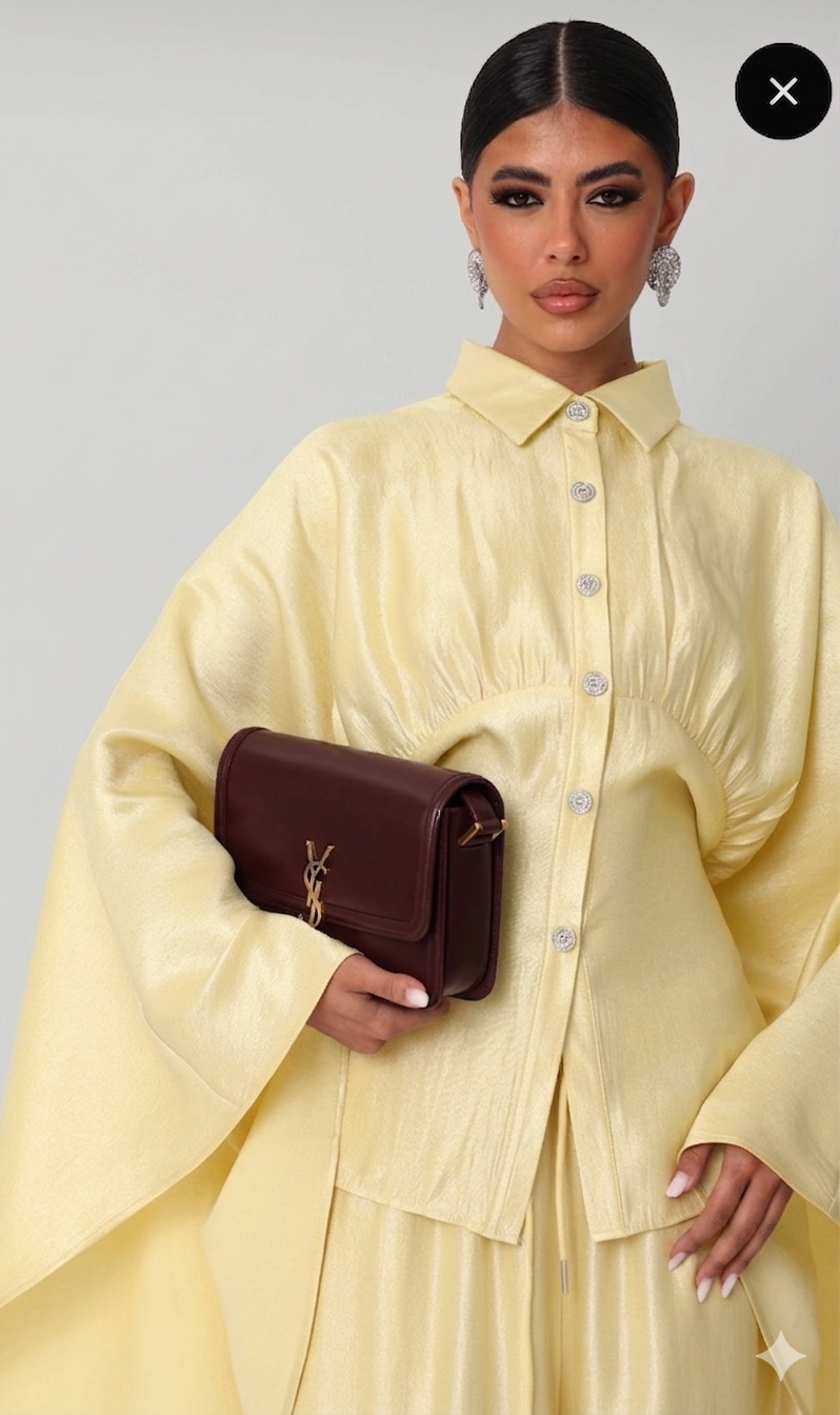 Pastel Satin Cape Set