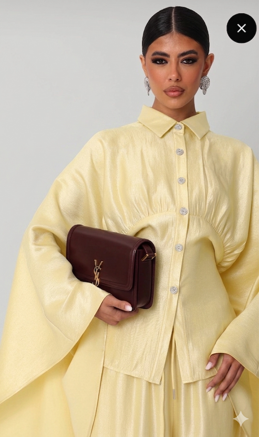 Pastel Satin Cape Set