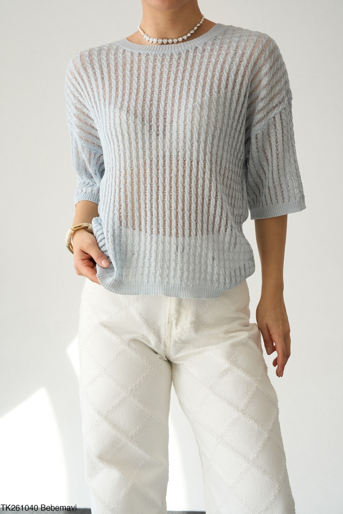 Textured Mesh Knit Tee