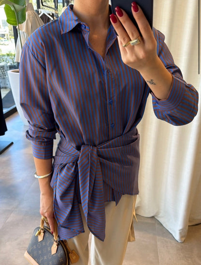 Striped Tie-Waist Shirt