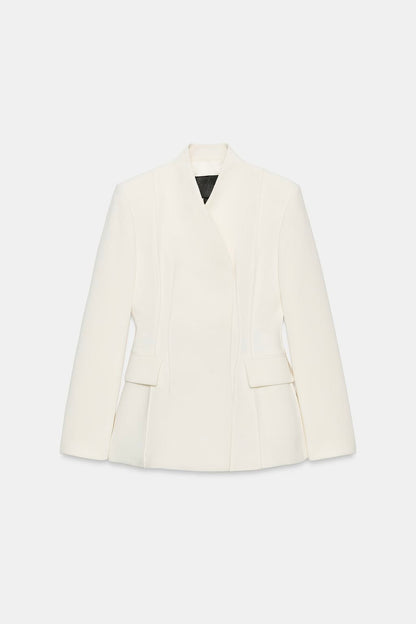 Ribbed Double-Breasted Blazer