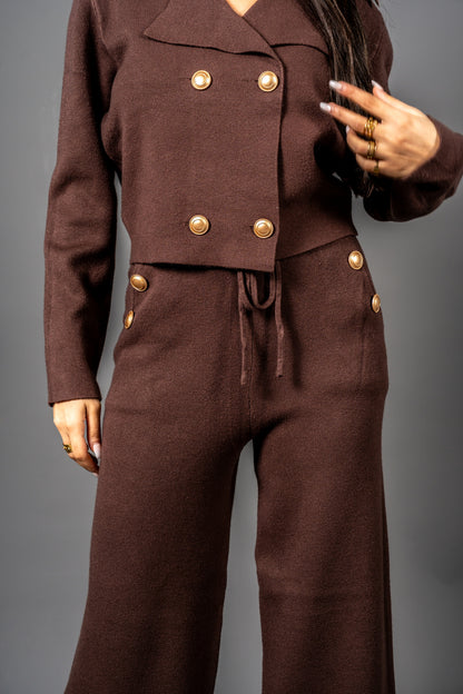 Gold-Button Knit Set