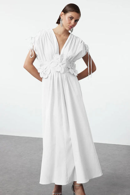 Floral White Maxi Dressh