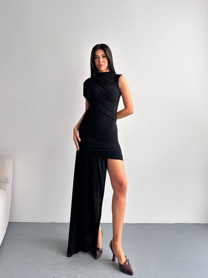 Asymmetric Ruched Dress