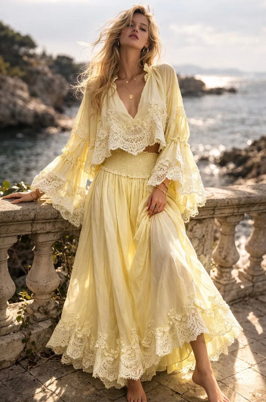 Boho Laced Maxi Set