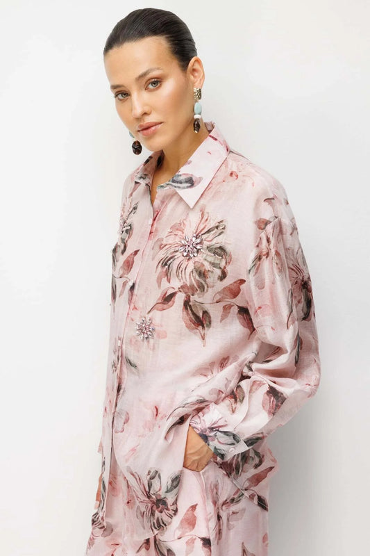 Blush Floral Sequin Blouse