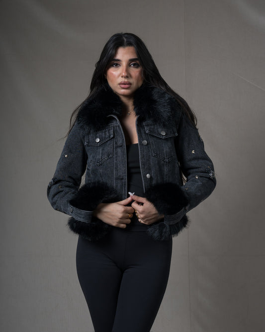 Faux-Fur Denim Jacket