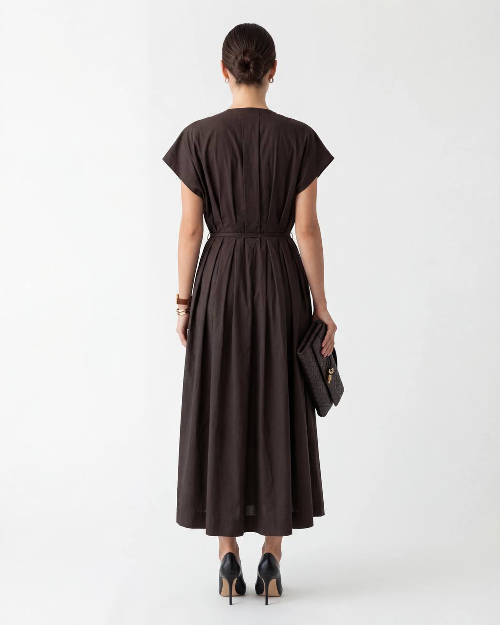 V-Neck Waisted Maxi