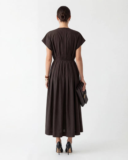 V-Neck Waisted Maxi