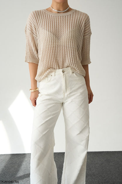 Textured Mesh Knit Tee