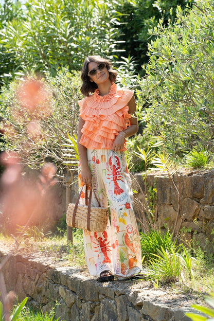 Lobster Printed Satin Pants