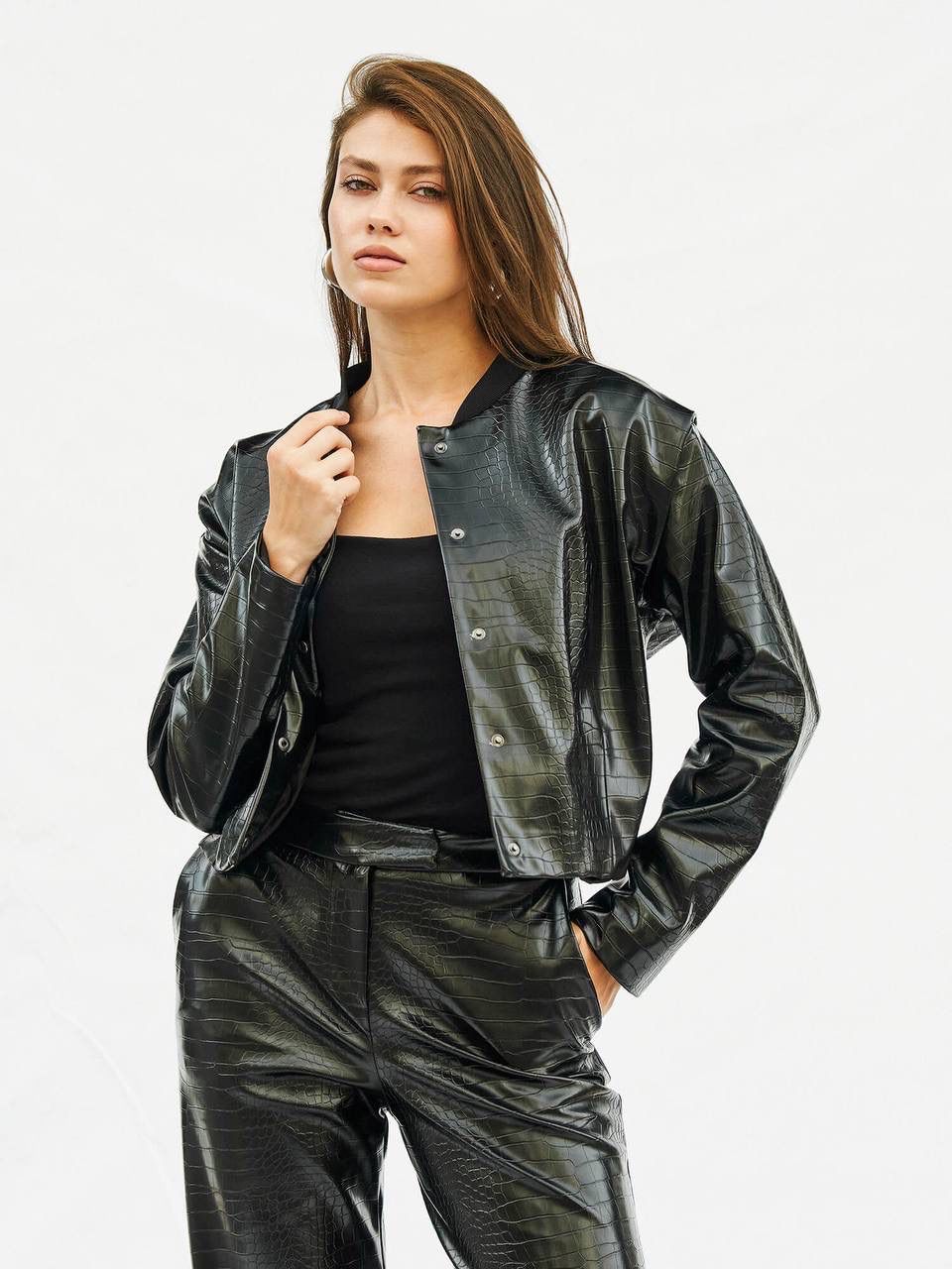 Textured leather jacket