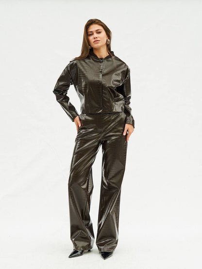 Croc-Embossed leather jacket