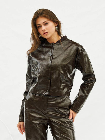 Croc-Embossed leather jacket
