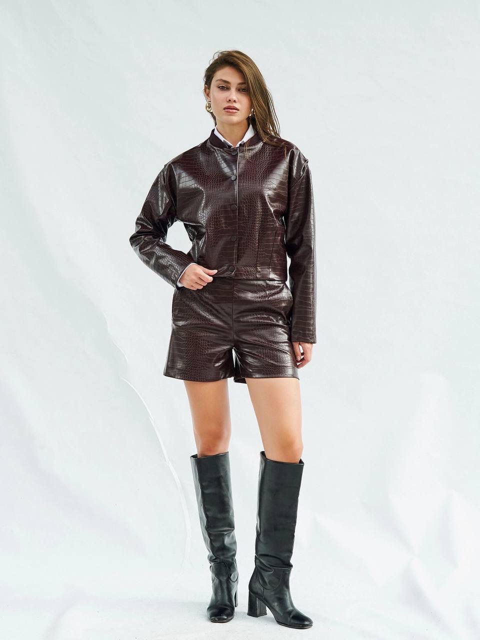 Textured leather jacket