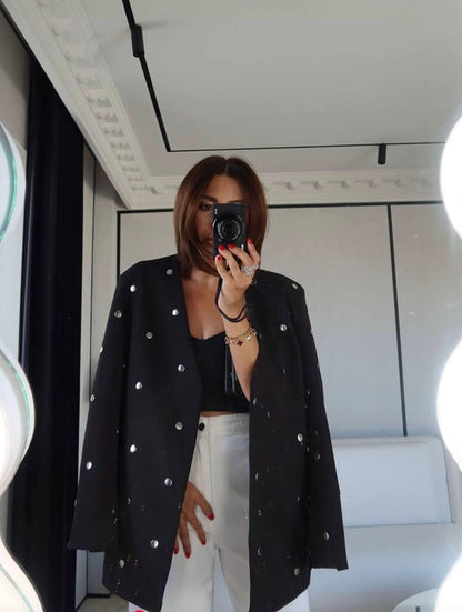Studded oversized blazer