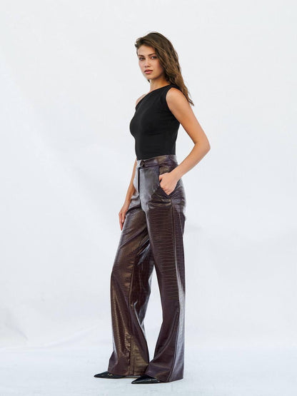 Croc-Embossed leather pants