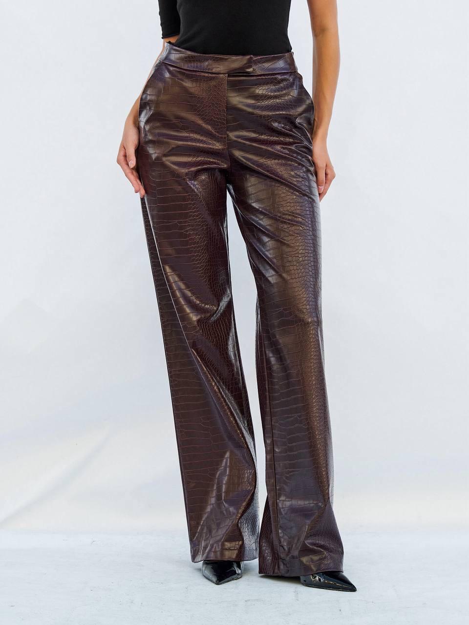 Croc-Embossed leather pants