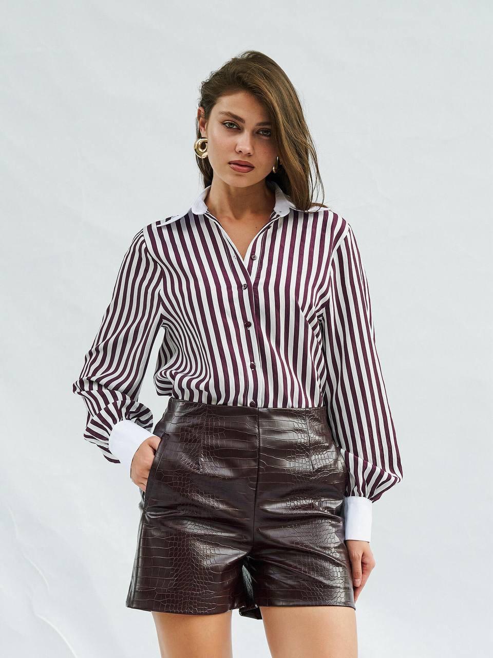 Croc-Embossed leather shorts