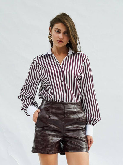 Croc-Embossed leather shorts