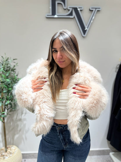 The Lux Faux Fur Collar Denim Jacket
