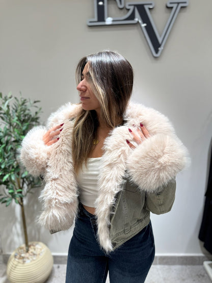 The Lux Faux Fur Collar Denim Jacket