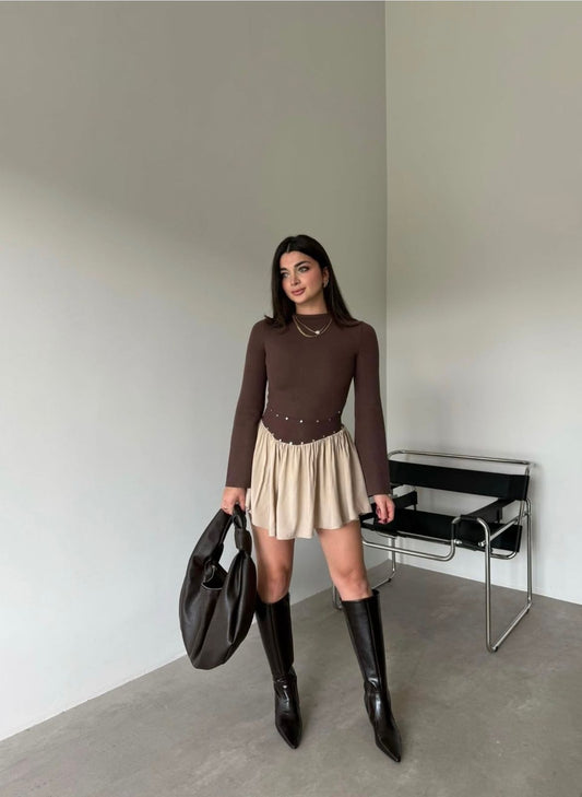 Two-tone Studded Dress