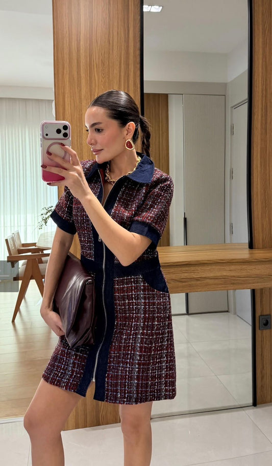 Tweed Short Sleeve Dress