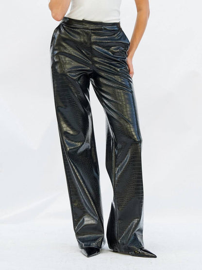 Croc-Embossed leather pants