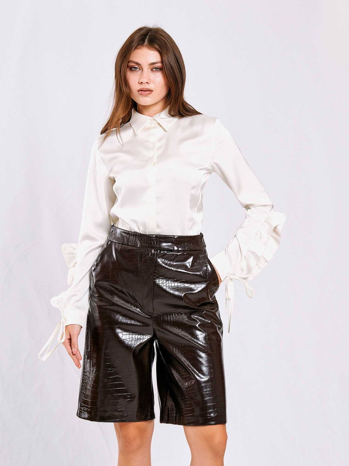 Croc-Embossed long shorts