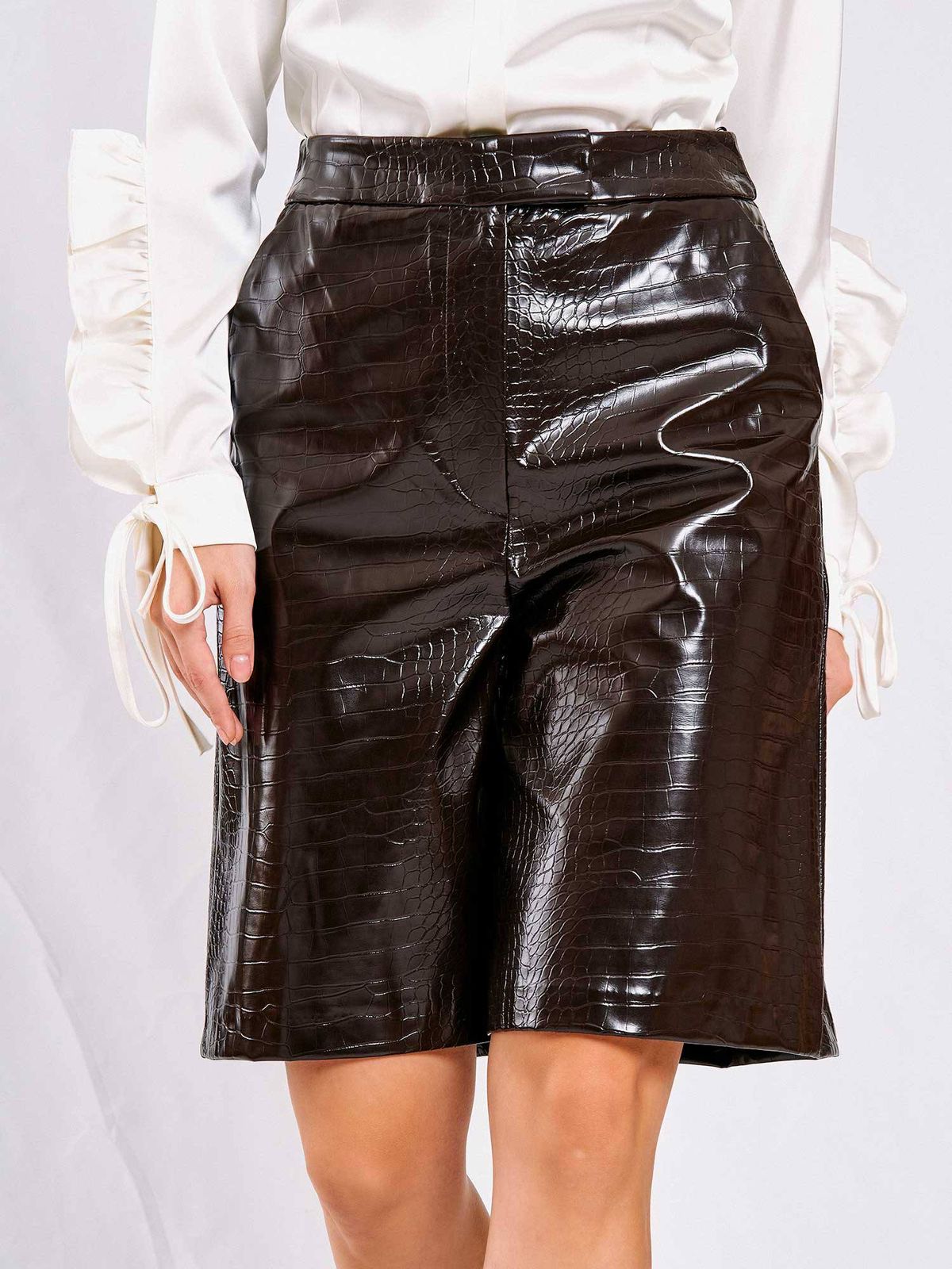 Croc-Embossed long shorts