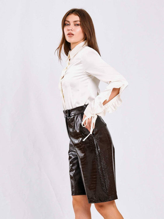 Croc-Embossed long shorts