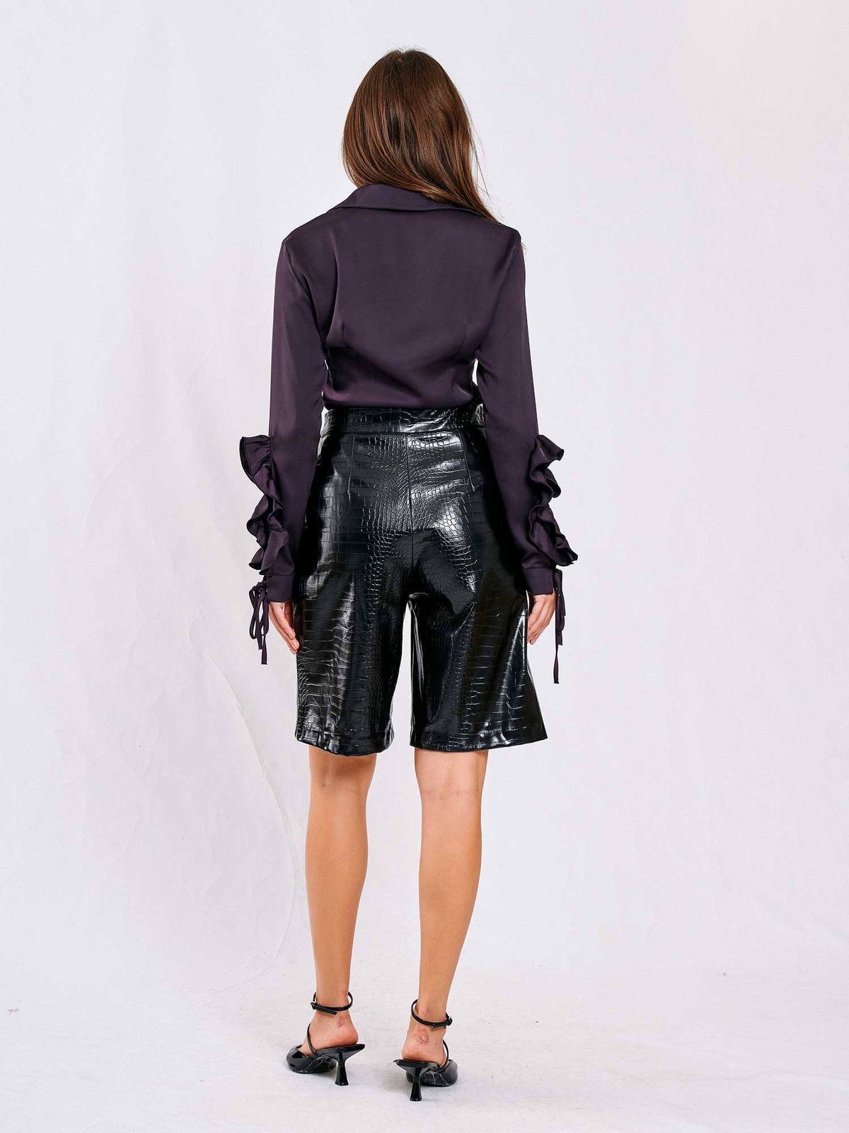 Croc-Embossed long shorts