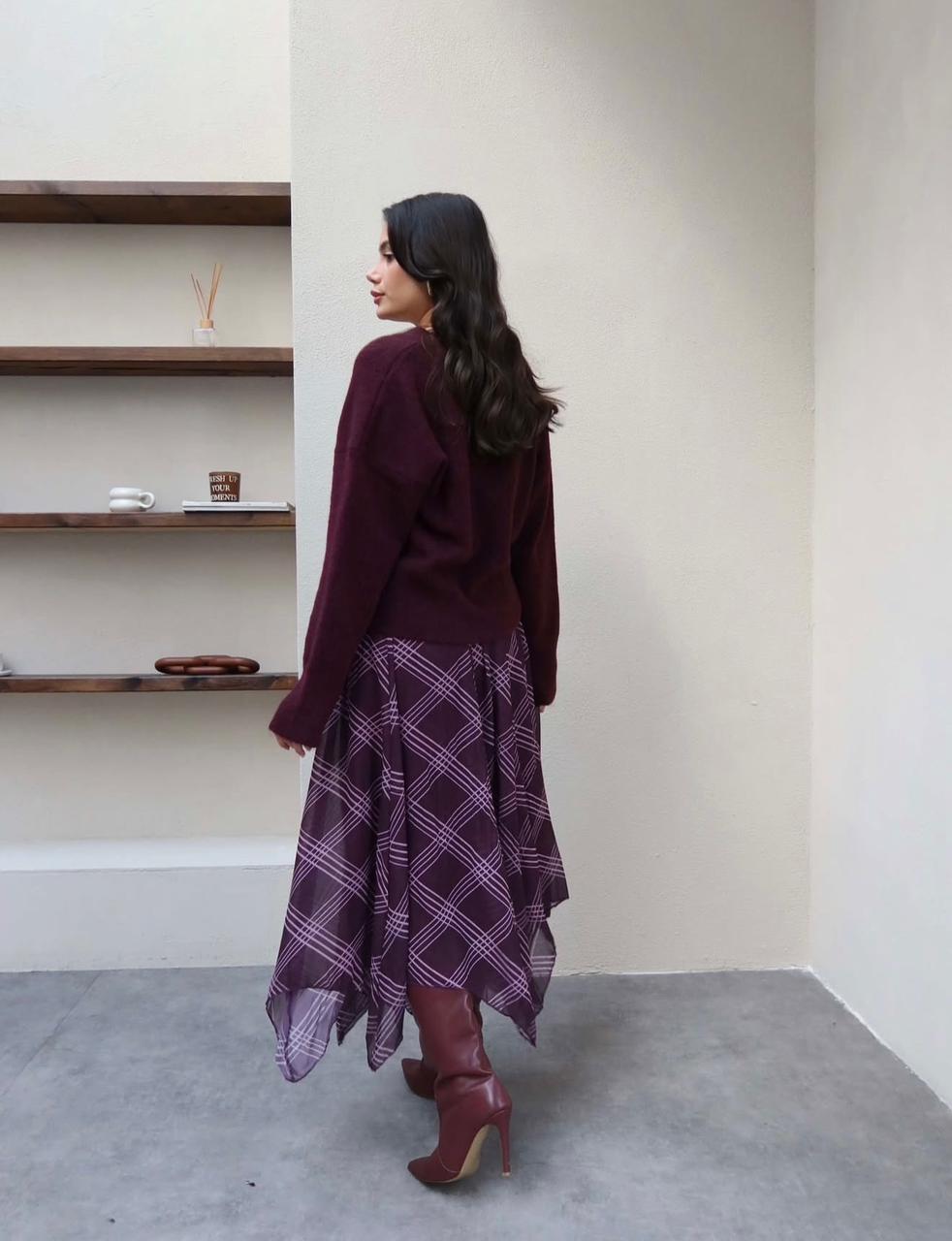 Checked chiffon skirt