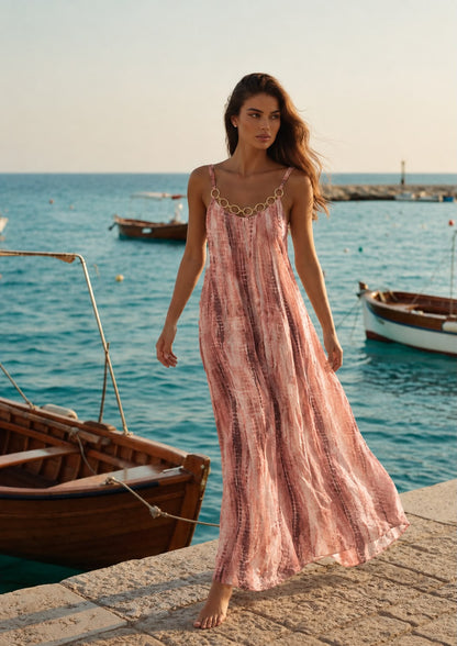 Gold Chained Printed Dress